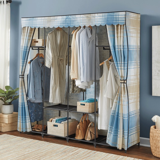 Scalloped Curtain Storage Wardrobe, , large