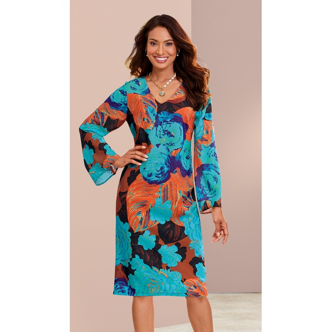Floral Print Shift Dress, , large