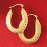10K Gold Oval Basketweave Hoops, , large
