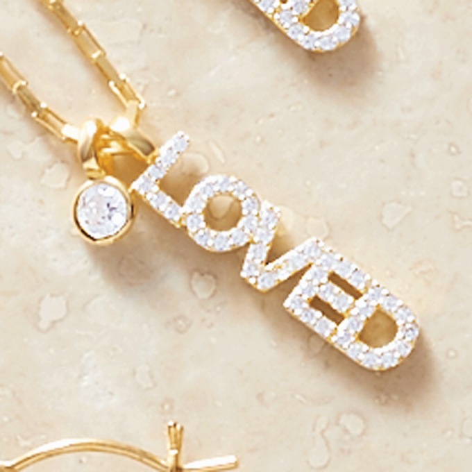 Word Cubic Zirconia Pendant, , large