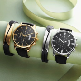 Men's Strap Watch &amp; Bracelet Set, , large