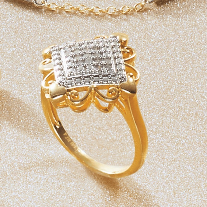 Diamond Scroll Ring, , large