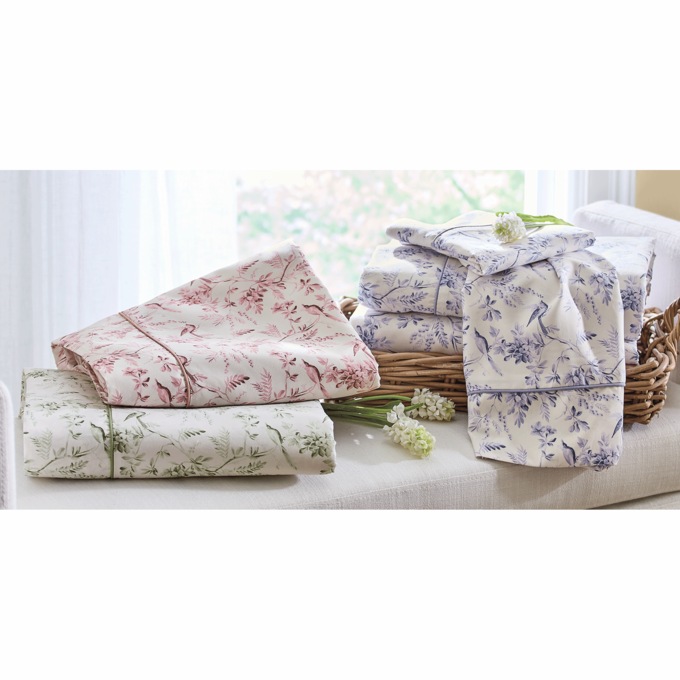 Avian Toile Microfiber Sheets, Blush, large