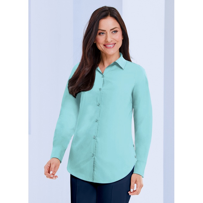 Easy Care Comfort Poplin Shirt, Aqua, large