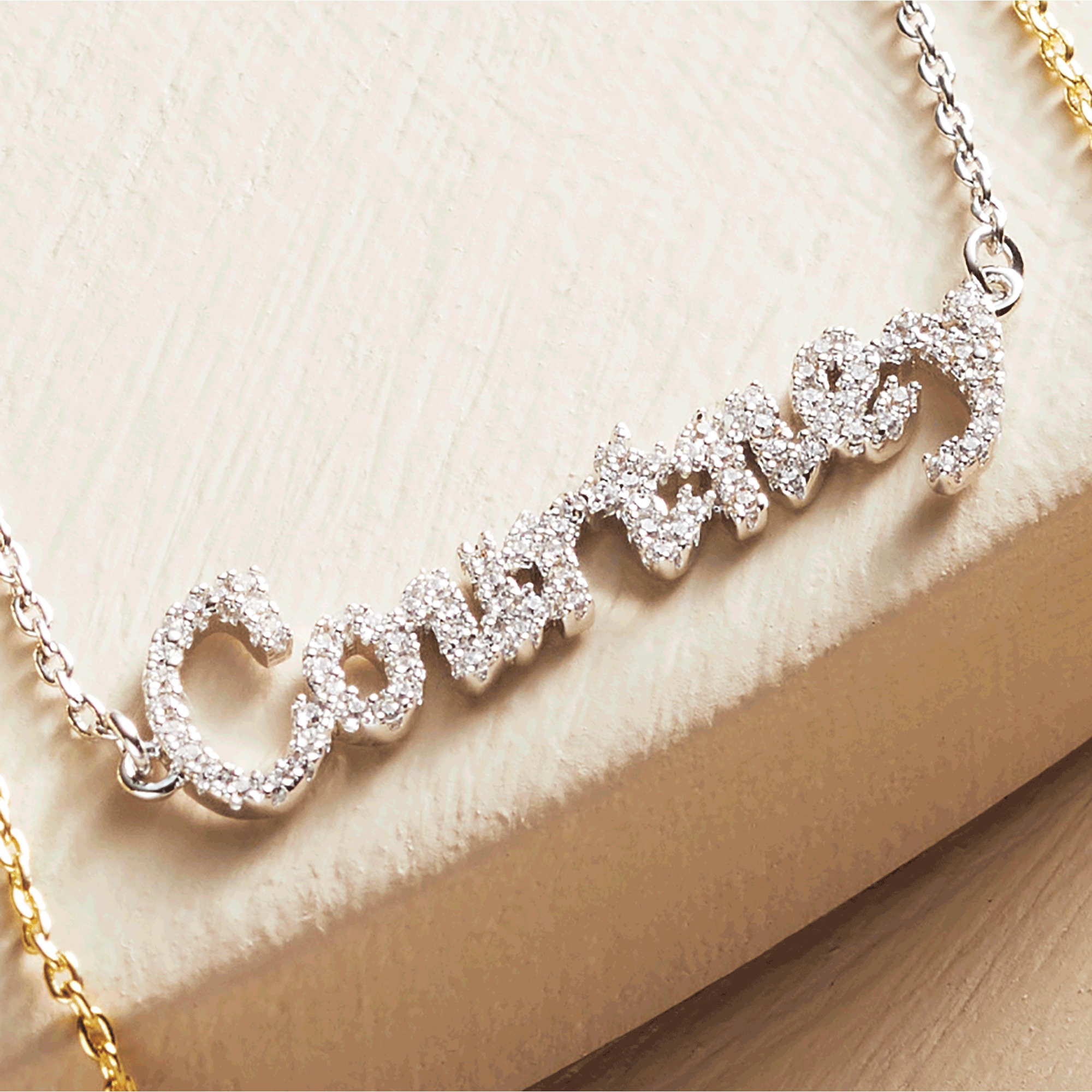 Cubic Zirconia Name Pendant, Sterling Silver, large