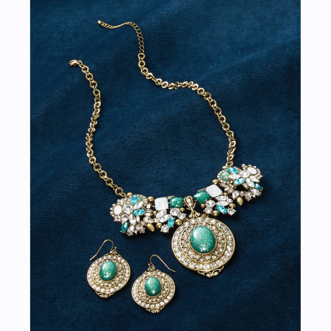 Opalesque Crystal/Oval Necklace & Earring Set, , large