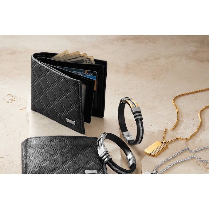 Men's Dog Tag Pendant, Bracelet & Wallet Set, Goldtone, large