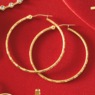 10K Gold Round Diamond-Cut Hoops, , large