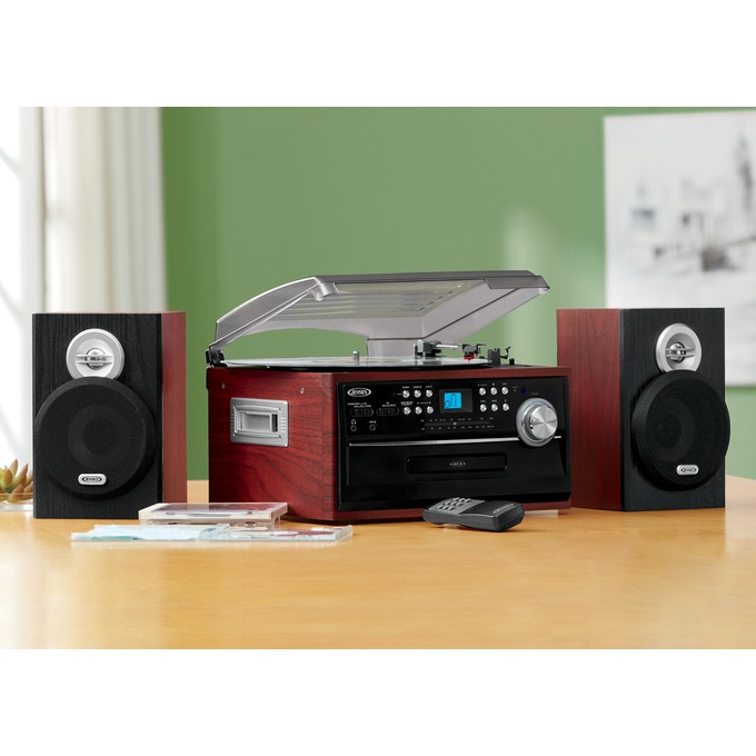 Jensen 3-Speed Stereo Turntable with CD, Cassette and AM/FM Radio, , large