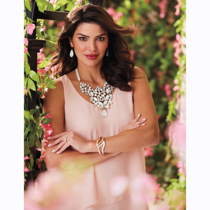 Crystal and Faux-Pearl Necklace and Earring Set, , large