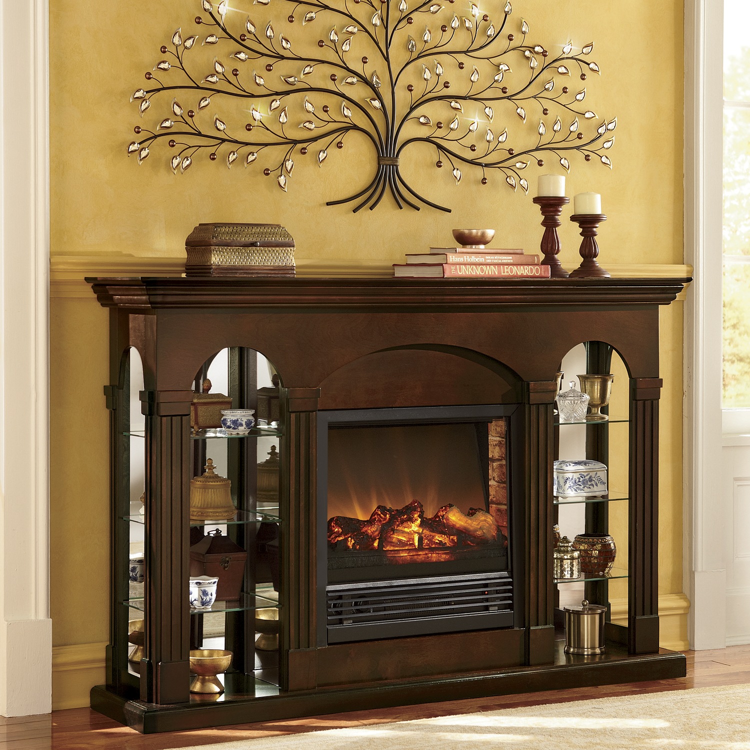 Double Curio Fireplace Midnight Velvet