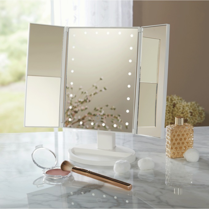 Trifold Lighted Vanity Mirror, , large
