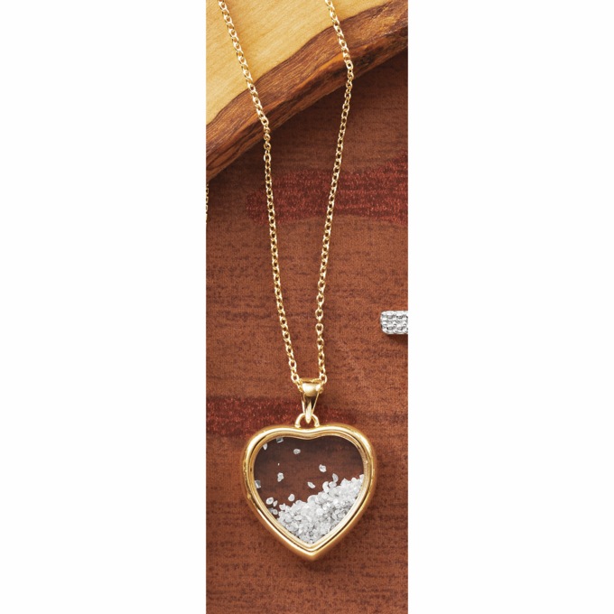 Diamond-Accented Heart Pendant, Gold over Sterling Silver, large