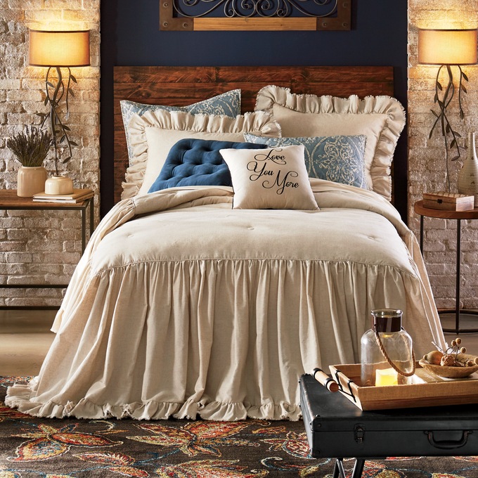 Cortland Faux Linen Bedspread Midnight Velvet