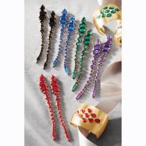 Crystal Pear Drop Earrings, , large