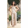 Lace Tuxedo 3-Piece Pant Suit with Satin Collar and Wide-Leg Pants, , large