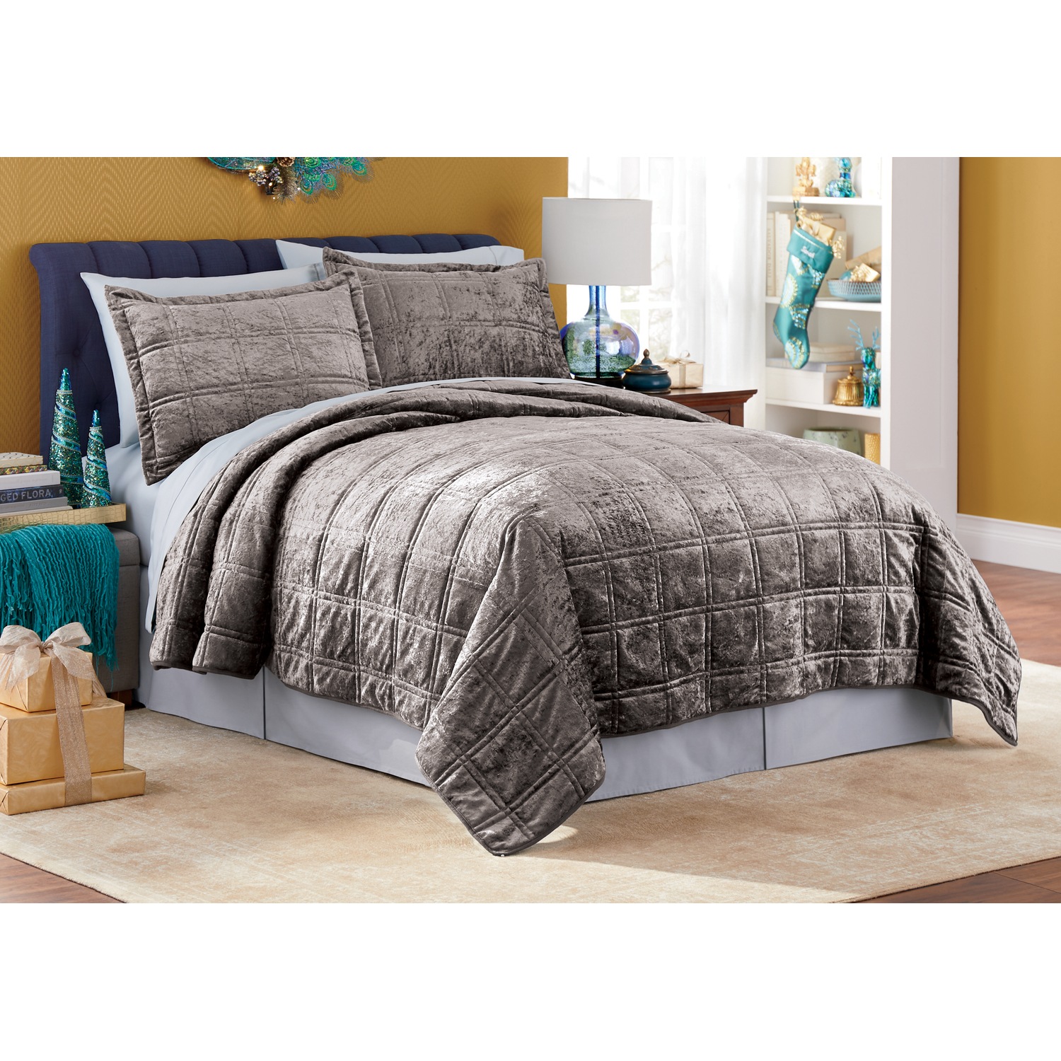 Crushed Velvet Quilt Midnight Velvet