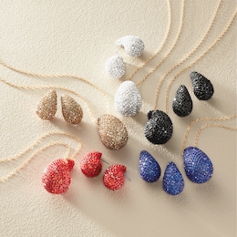 Pav&eacute; Crystal Round/Teardrop Necklace &amp; Earring Set, , large