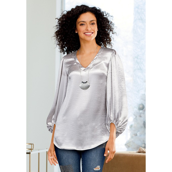 Holiday Sass in Satin Blouse, , large