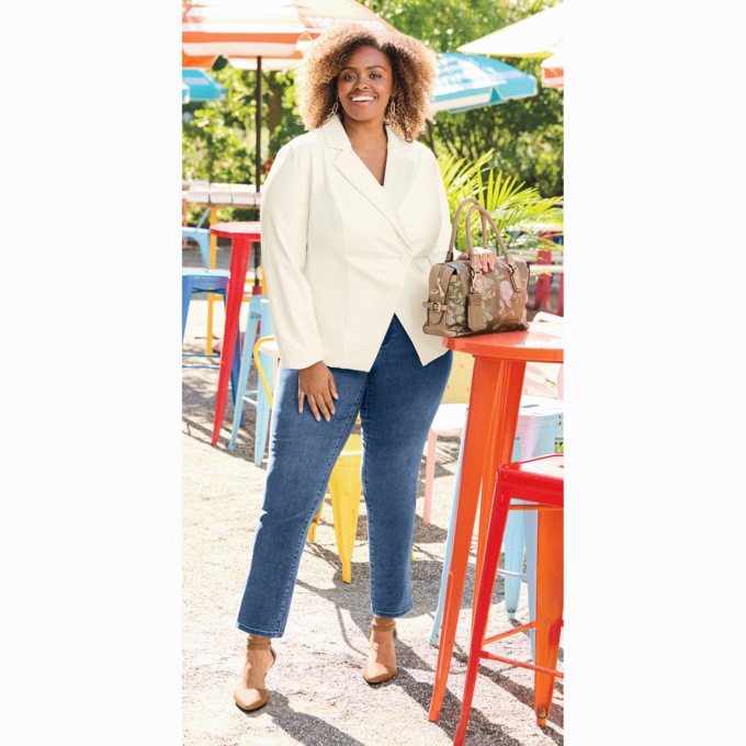 Faux-leather blazer, White, large