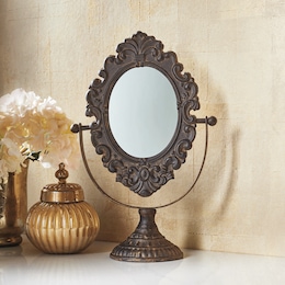 Bella Vintage Floral Swiveling Tabletop Mirror, , large