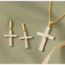 Diamond Cross Heart Necklace and Earring Set, , large