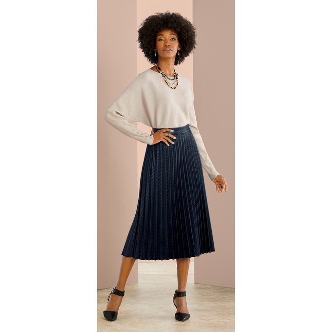 Peri Pleated Skirt, Eclipse Navy, large