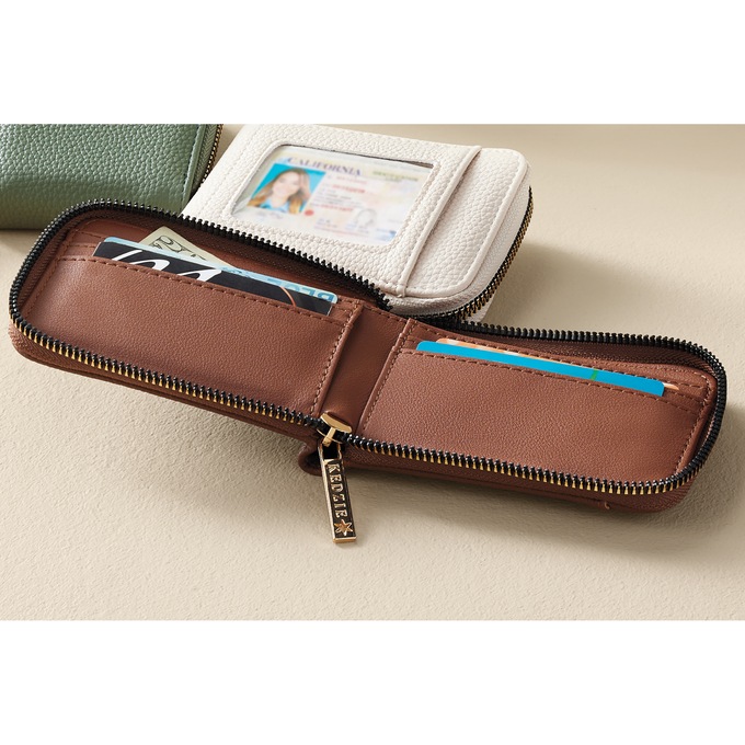 Kedzie Faux Leather Zip Wallet with Exterior ID Window, , large