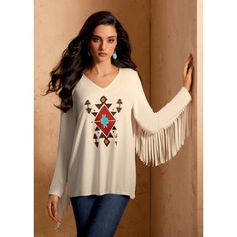 Shayanne Southwest Fringe T-Shirt, , large