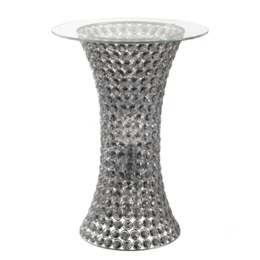 Crystal Beaded Lit Accent Table with Glass Top, , large