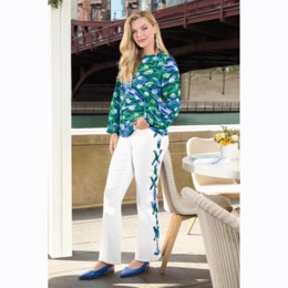 Camellia Blouse &amp; Braunwyn Side-Lace Flare Jean, , large