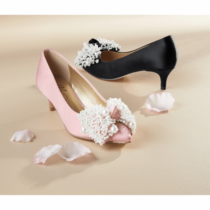 Midnight Velvet Pearl-Bow Pump, , large