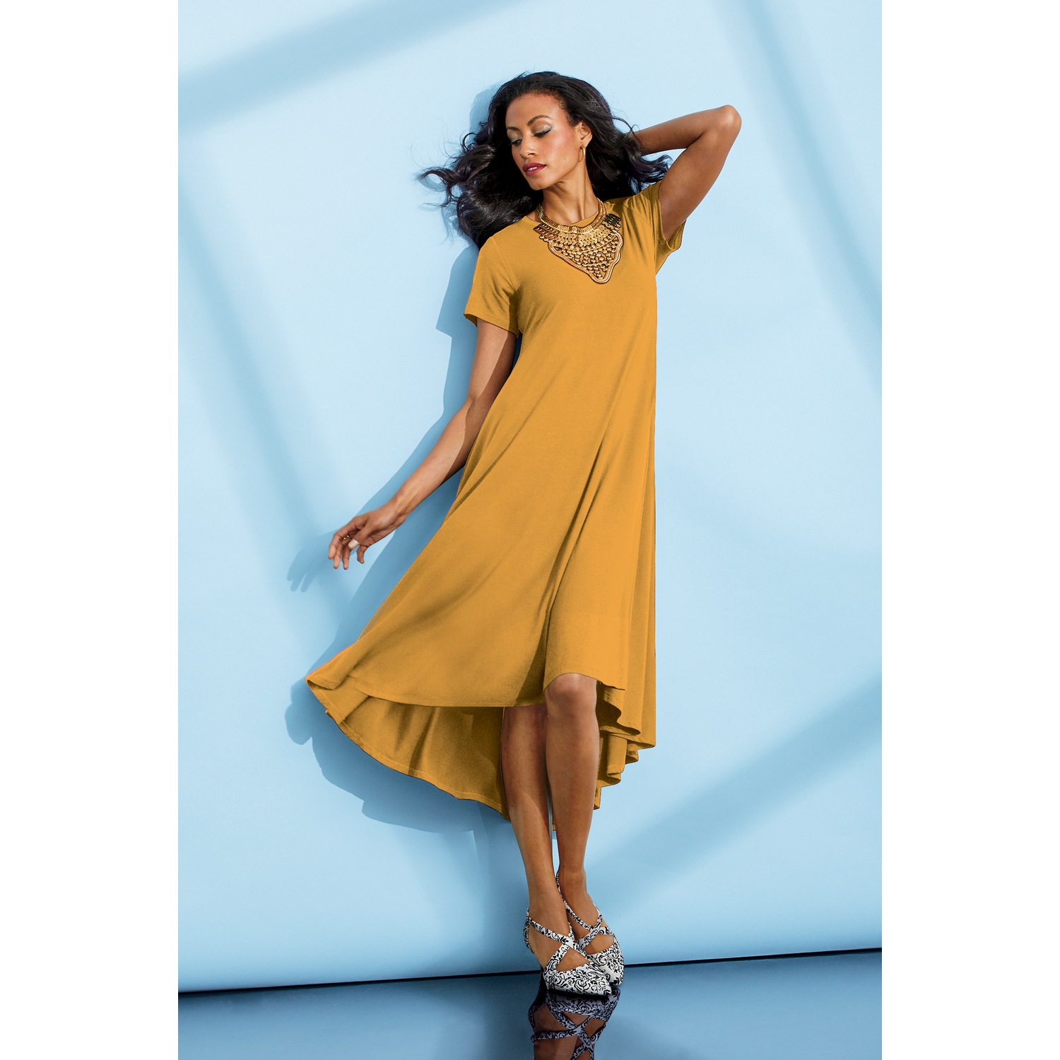 High low swing dress top