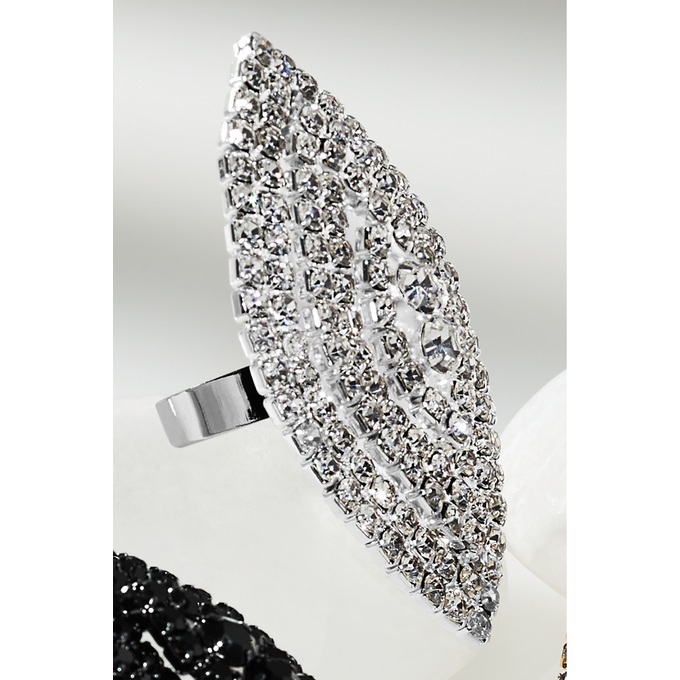 Crystal Marquise Cluster Ring, Clear Silvertone, large