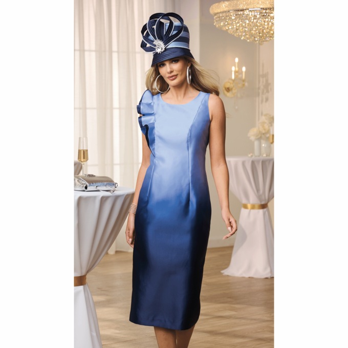 Ombré Ruffle Sheath Dress, , large