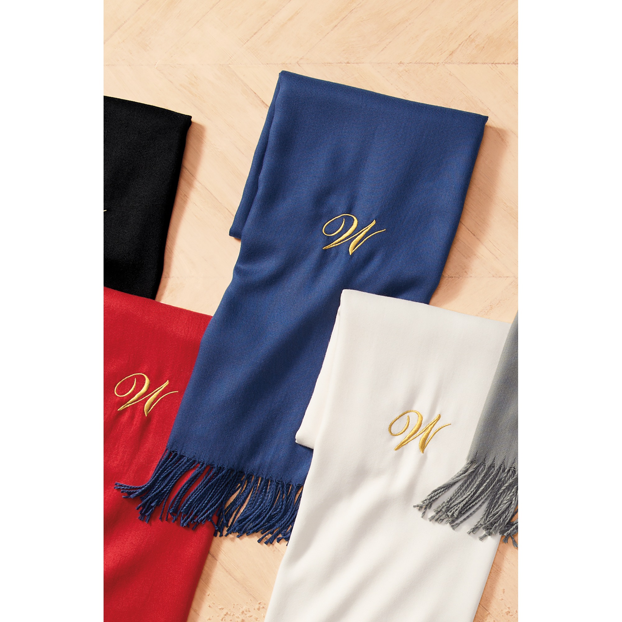 Personalized Fringe Scarf, Bright Navy, large