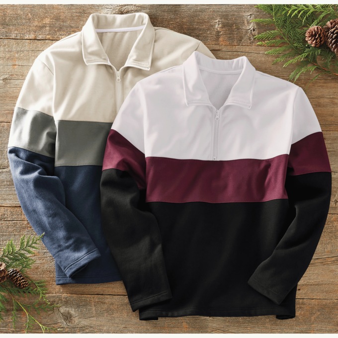 Colorblock Fleece 1/4-Zip Pullover, , large