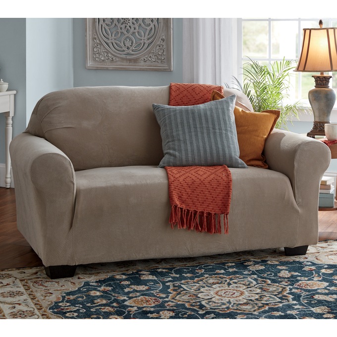 Stretch Pique Slipcover, Linen, large