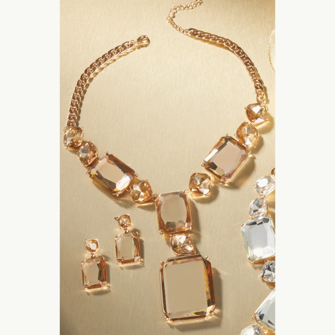 Crystal Rectangle Necklace and Earring Set, , large