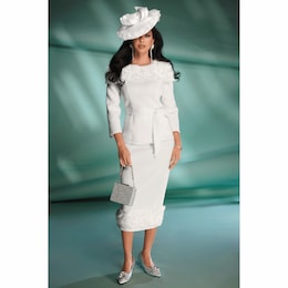 Rose Ruffle-Trim Skirt Suit, , large