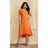Georgine A-Line Dress with Beaded V-Neck and Puffed Sleeves, , large