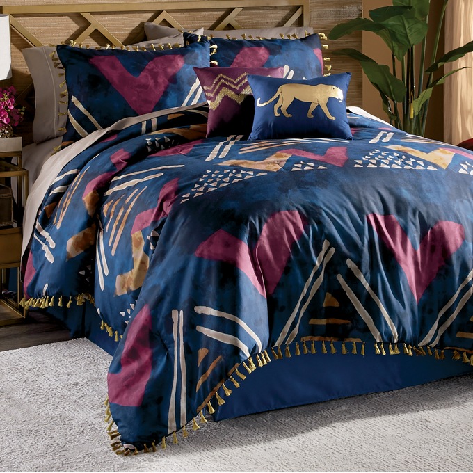 Zambezi Comforter Set And Accent Pillows Midnight Velvet