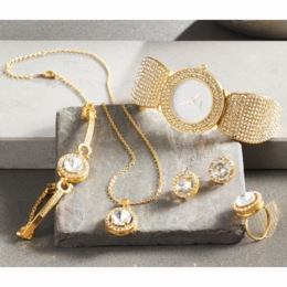 Ladies&#39; 5-Piece Crystal Watch &amp; Jewelry Set, , large