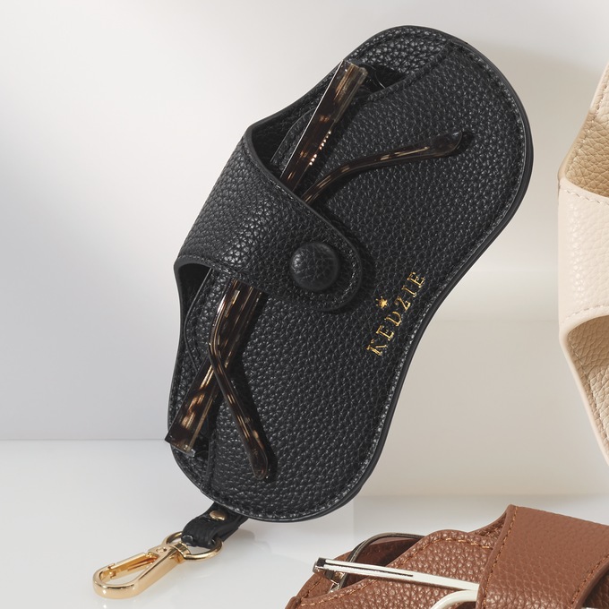 Faux-Leather Eyewear Case, Black, large