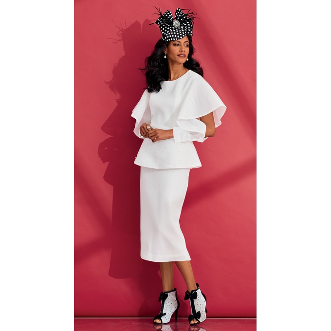 Rubina Pearl-Trim Skirt Set and Whittall &amp; Shon Rubina Polka Dot Fascinator, , large