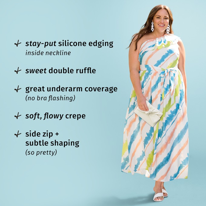 One-Shoulder Ruffle Maxi, , large
