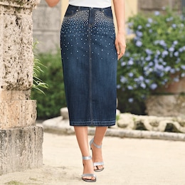 Stella Studded Denim Skirt, , large