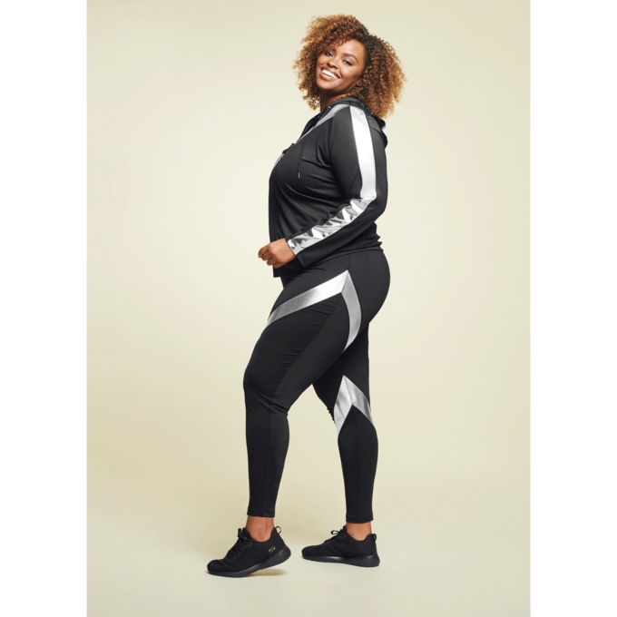 Metallic Stripe Active Set with Zip-Up Hoodie + Legging, , large