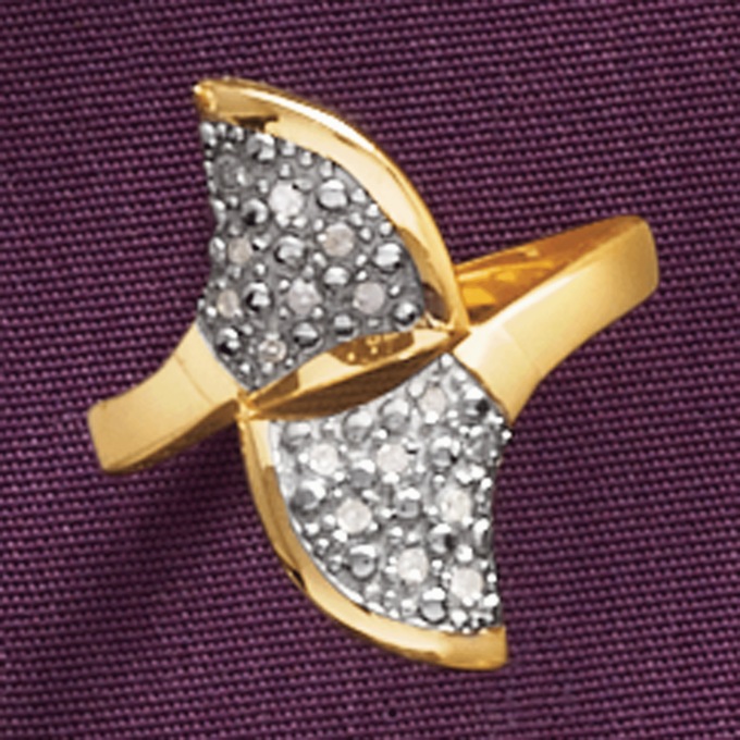 Diamond Bypass Fan Deco Ring, , large