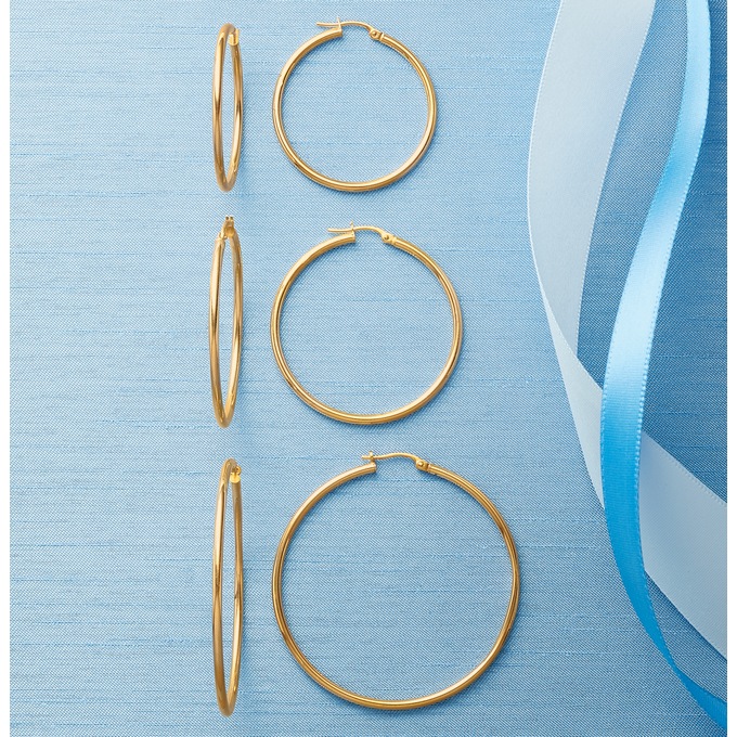 10K Gold Hoops, , large